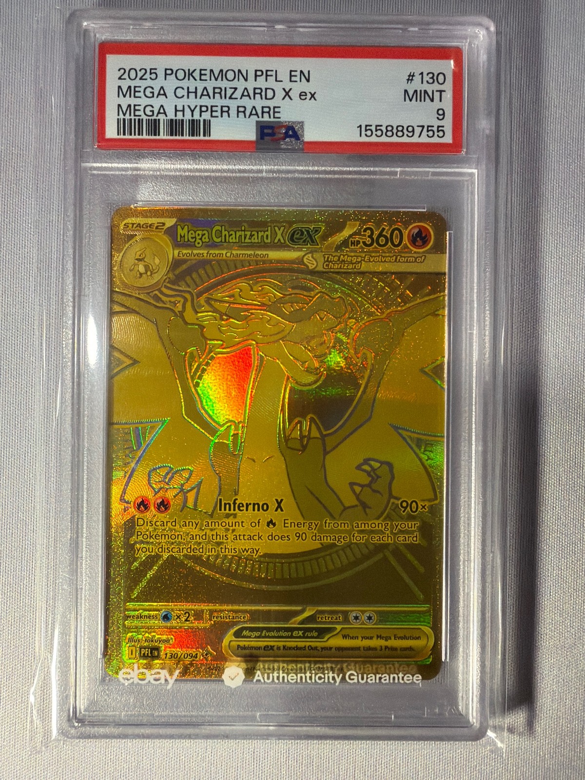 ME02: Phantasmal Flames #130/094 Mega Charizard X ex PSA 9