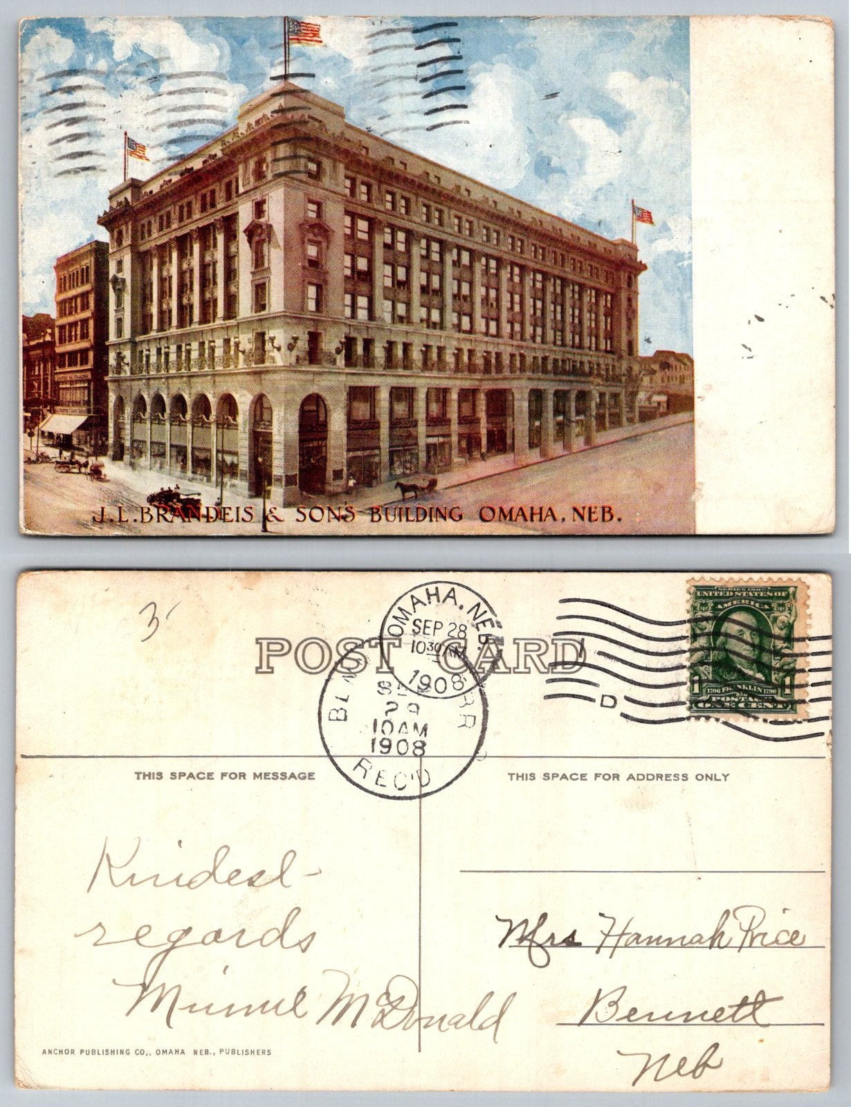 J.L. Brandeis & Sons Building Omaha Nebraska Postcard