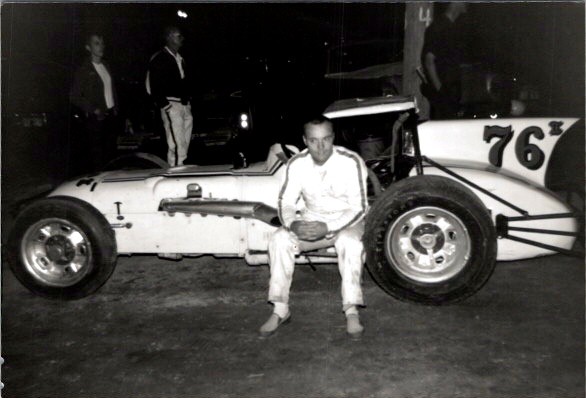 1960s Nighttime Racetrack Photograph Driver On Open Wheel Sprint Car 71 76