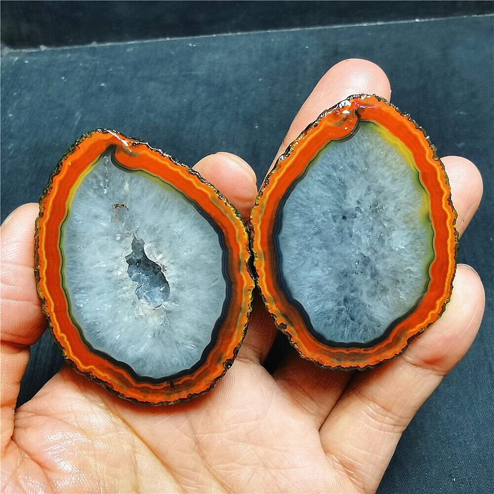 RARE1 pair 127g Natural rough Warring States Red Agate Crystal Healing  39X39
