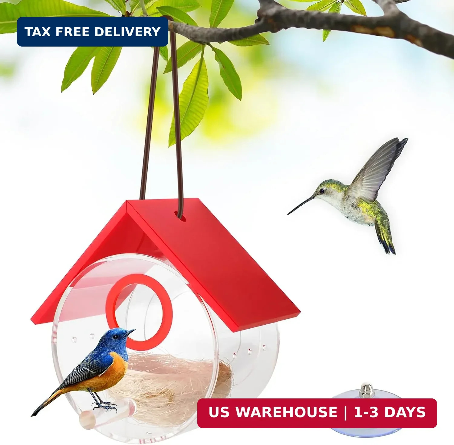 Hummingbird House, Acrylic Transparent Bird Houses Outside, Window Birdhouse for Hummingbird House, Acrylic Transparent Bird Houses Outside, Window Birdhouse for