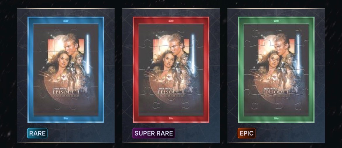 TOPPS STAR WARS CARD TRADER ATTACK OF THE CLONES POSTER PUZZLES EPIC/SR/R WB SET