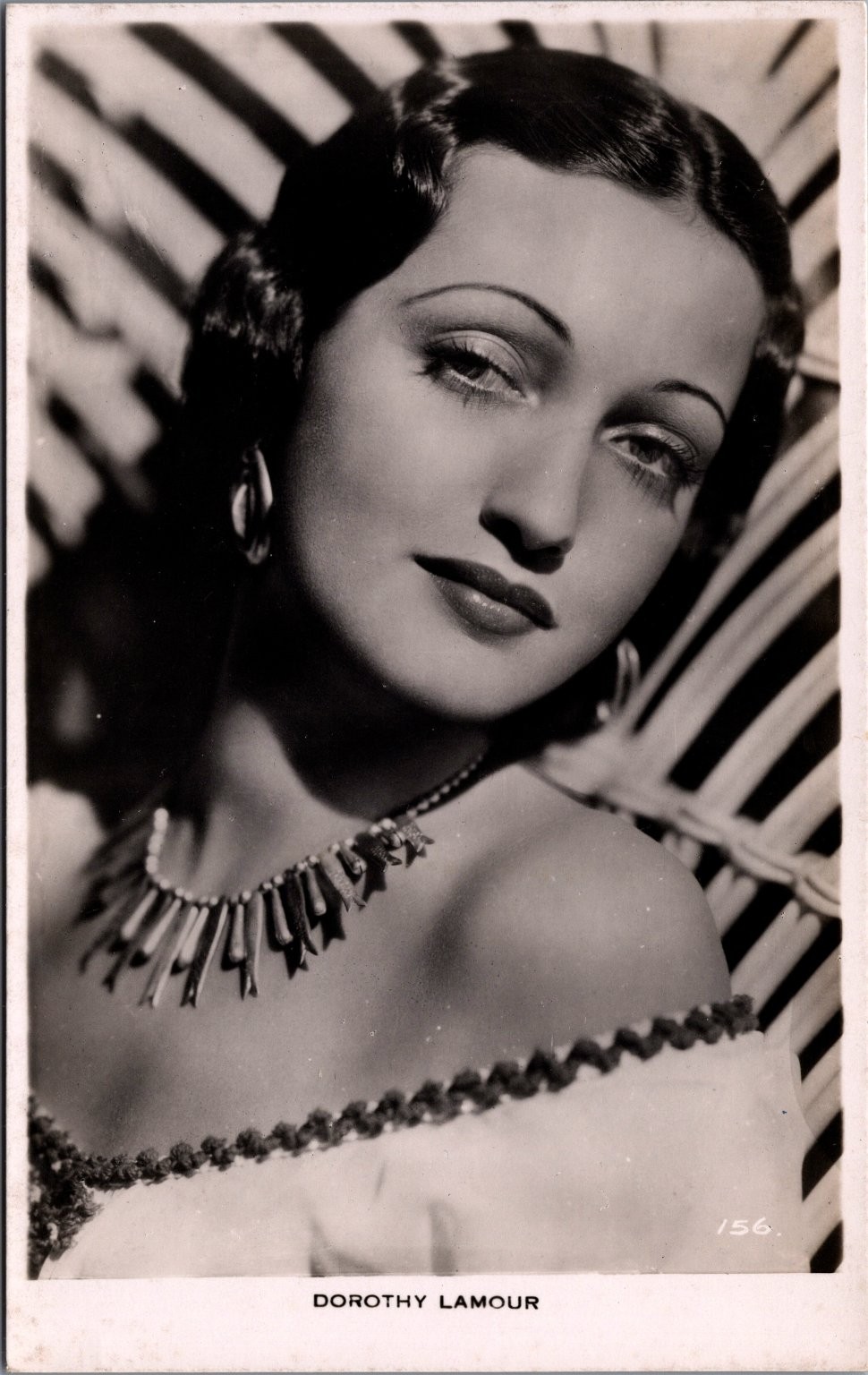 Dorothy Lamour Vintage Real Photo Postcard RPPC Hollywood Star #156 UK Print