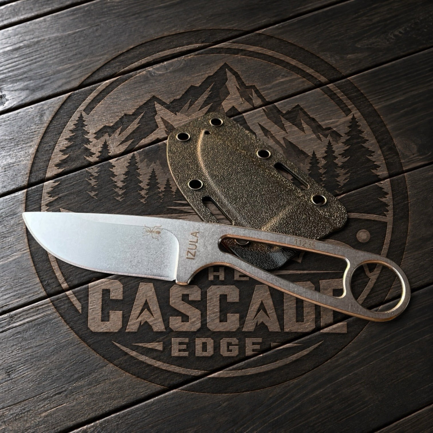 ESEE Knives Izula 1095 Stonewash Skeleton Fixed Blade Knife USA Made EDC