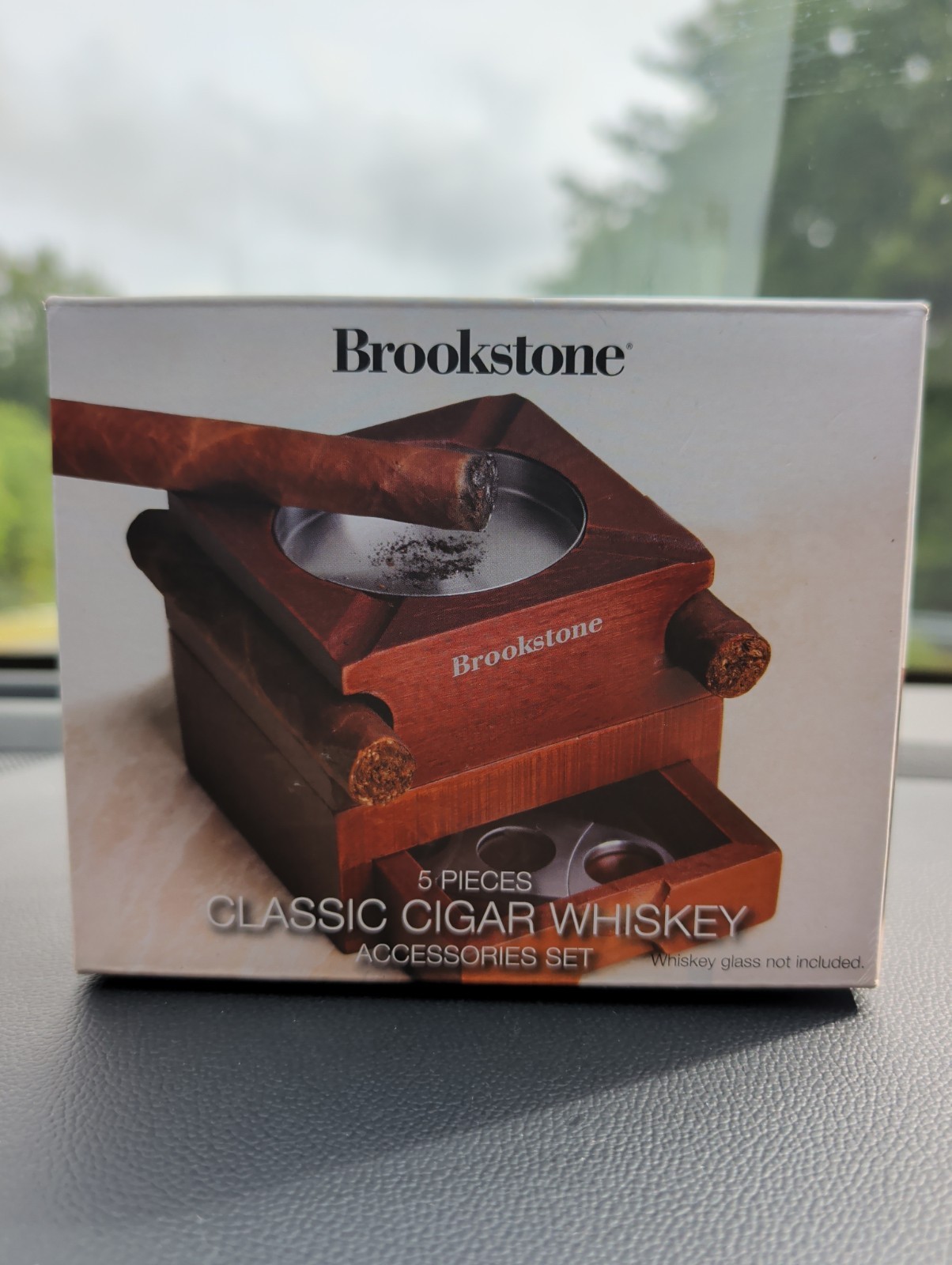 BROOKSTONE Cigar Whiskey Accessories Set. 2-part Detachable Ashtray ** New **