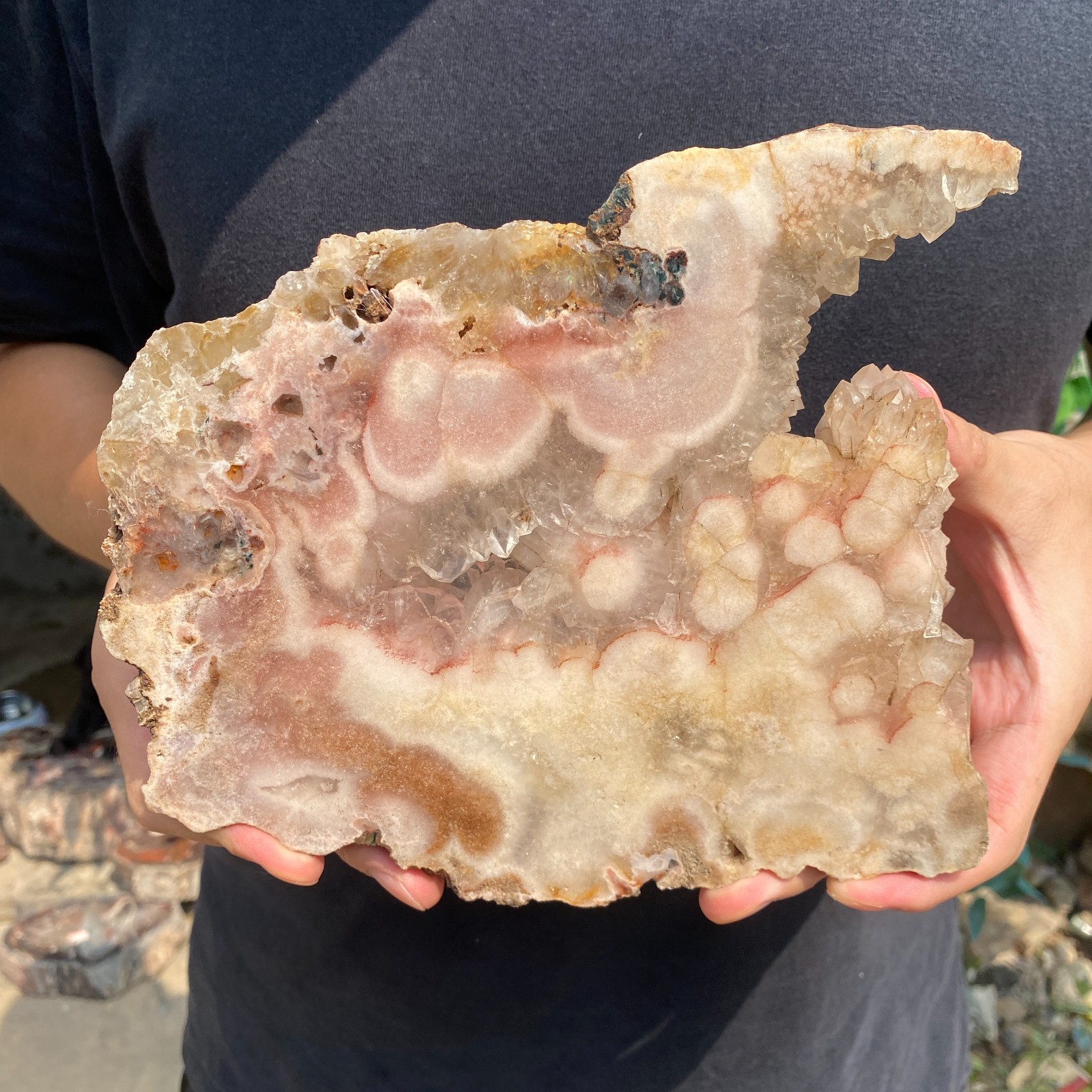2.8lb Natural Pink Amethyst Geode Slab quartz crystal cluster Mineral Specimen