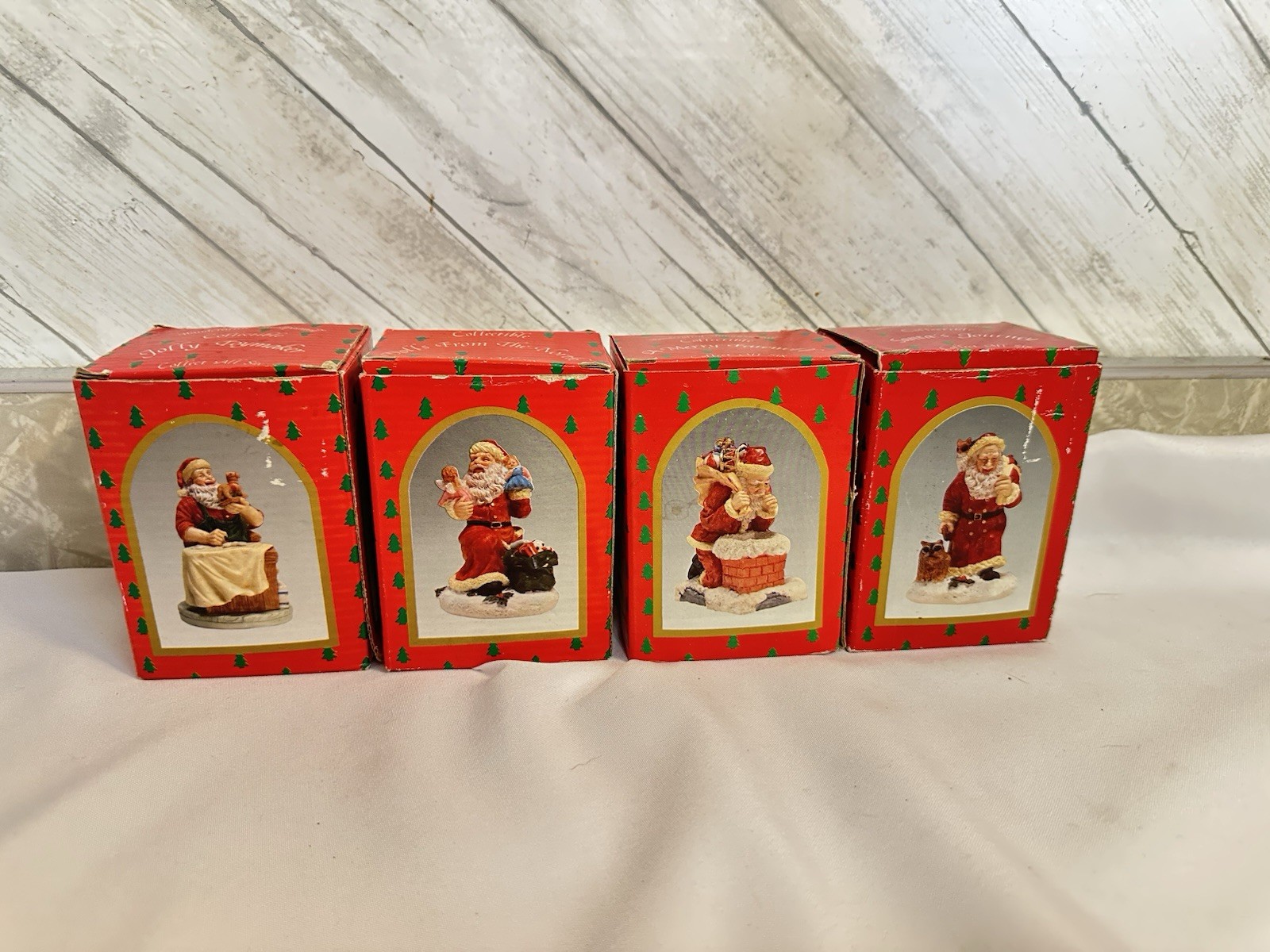 Vintage Brinn’s 1992 Santa Figurines Lot Of 4 W/ Boxes Christmas Collectible