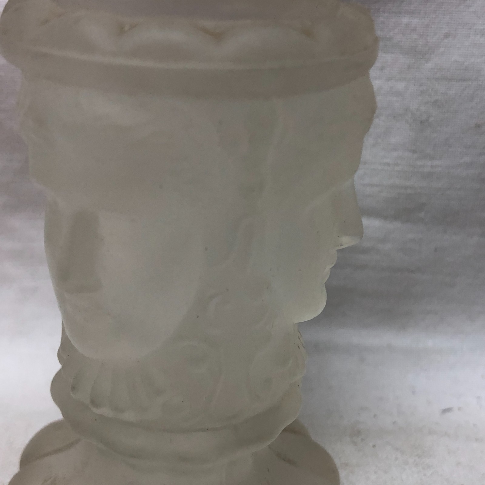 Vintage Frosted Glass Toothpick Holder Faces