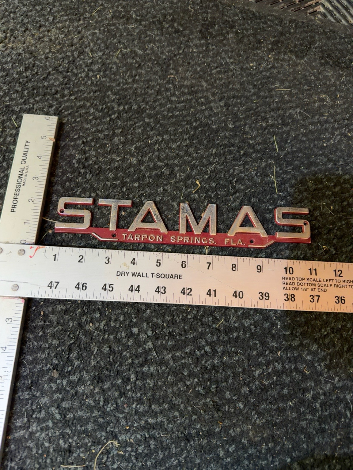 Vintage STAMAS Tarpon Springs Florida Metal Boat Emblem Original Hull Badge 11” Vintage STAMAS Tarpon Springs Florida Metal Boat Emblem Original Hull Badge 11”