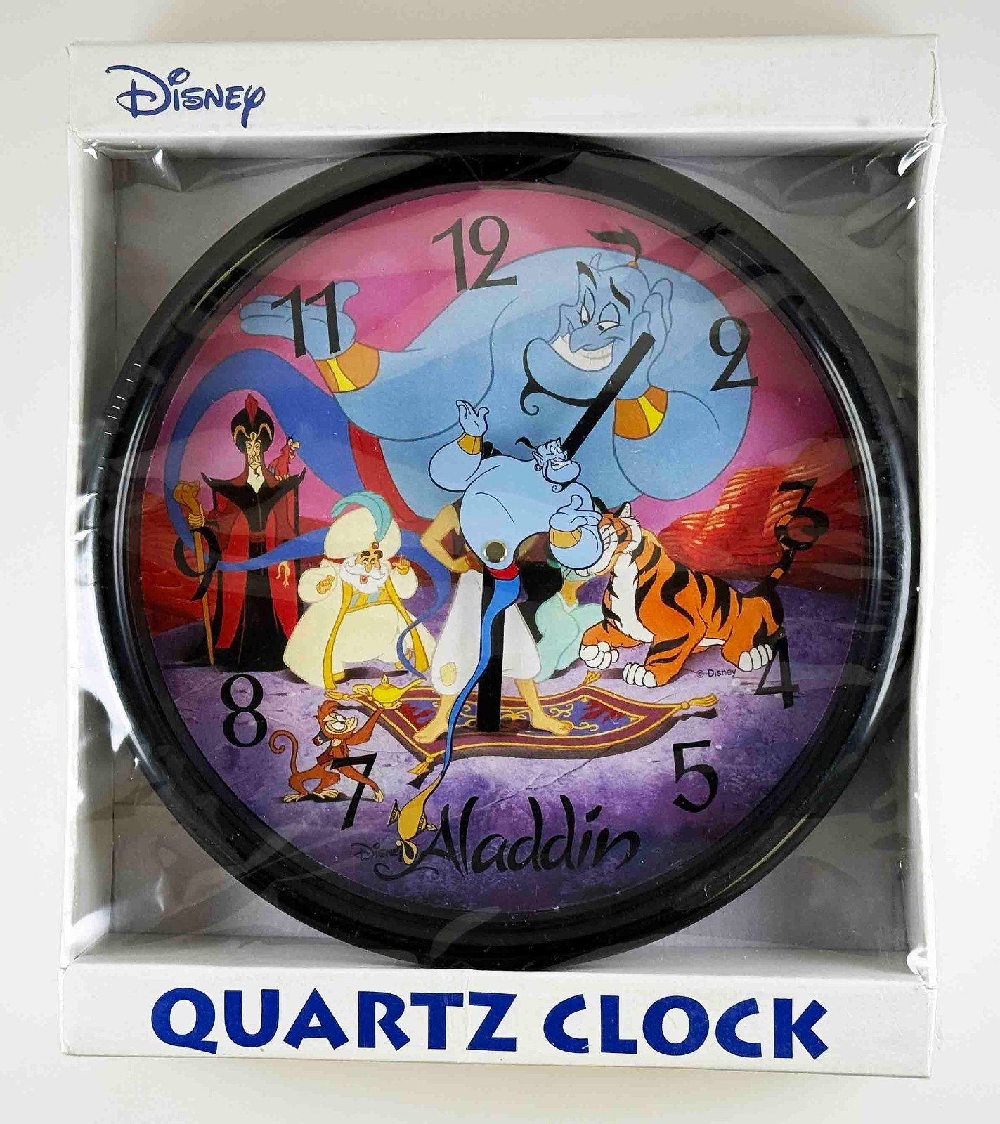 VINTAGE 1992 DISNEY ALADDIN GENIE WALL CLOCK FROM ORIGINAL THEATRICAL RUN - MIB