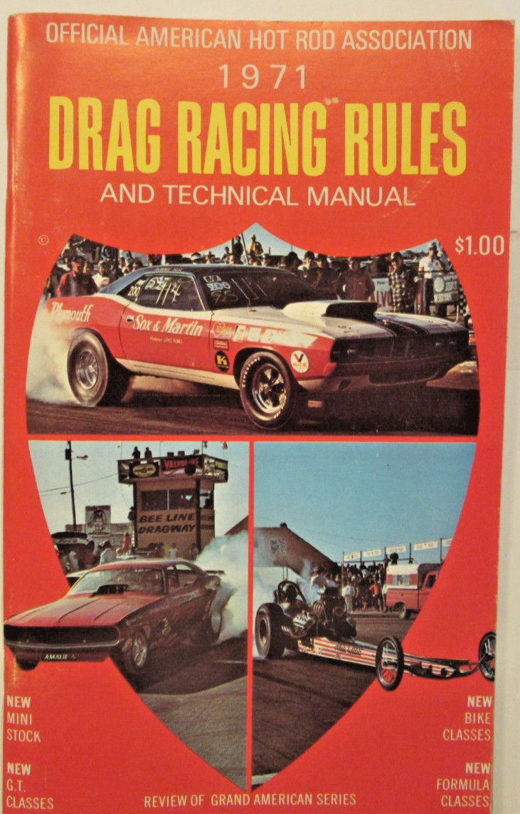 1971 AHRA DRAG RACING RULES and Tech Manual 74 pages, 8 3/8\ 1971 AHRA DRAG RACING RULES and Tech Manual 74 pages, 8 3/8\