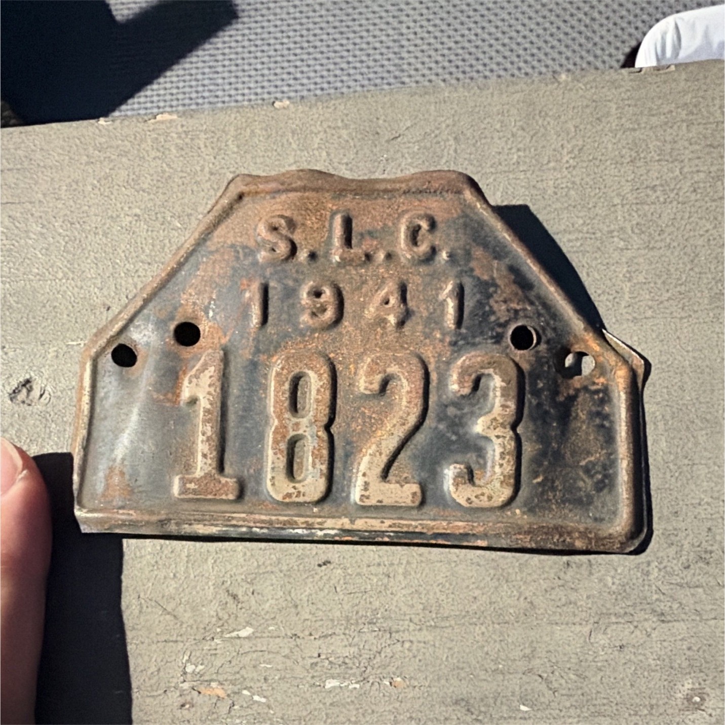1941 S.L.C. Metal License Plate Topper License Plate 1823 ww2 Harley Davidson
