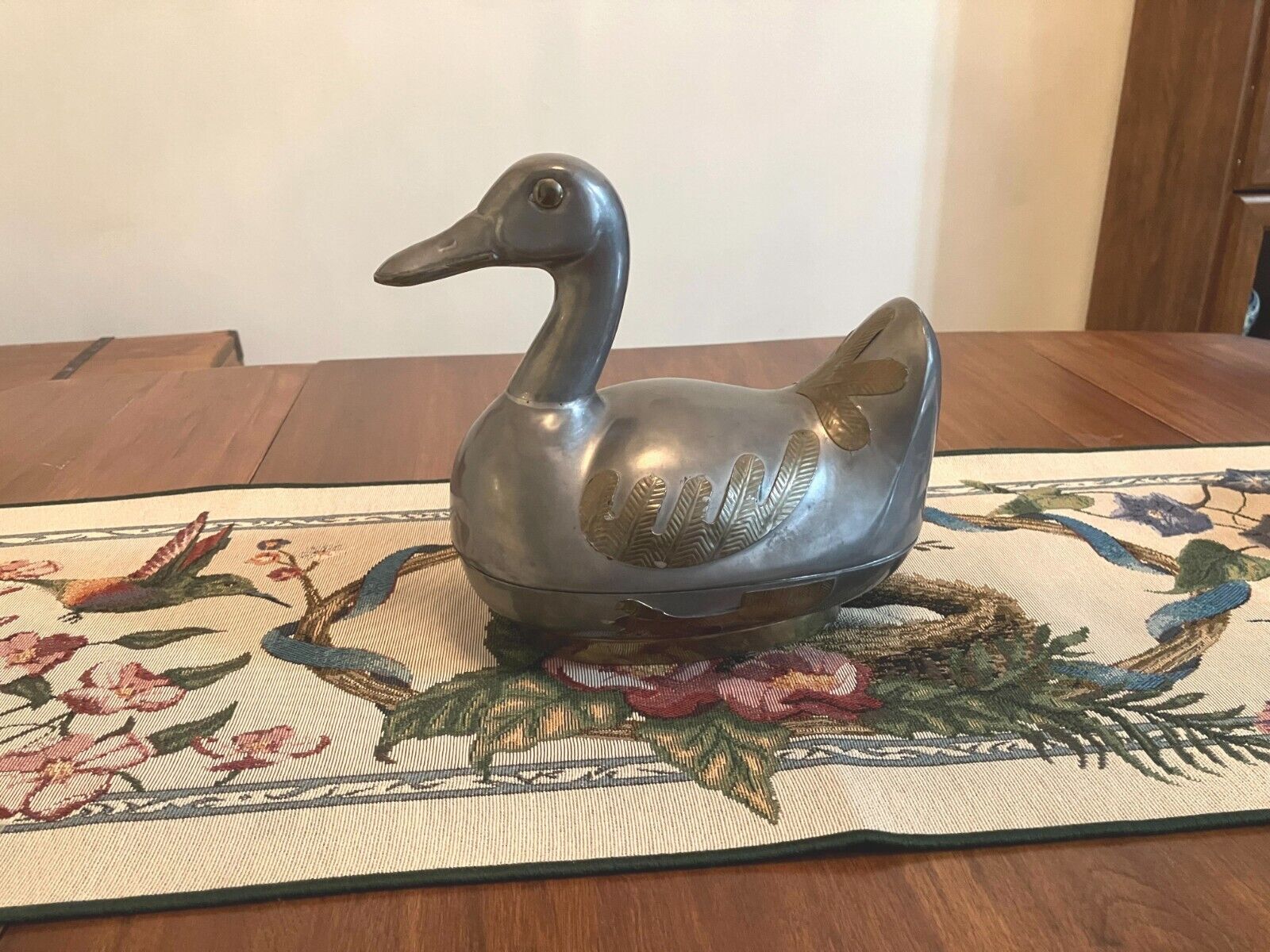 PEWTER DUCK - MING DYNESTY DESIGN - OPENS TO HOLD YOUR TREASURES