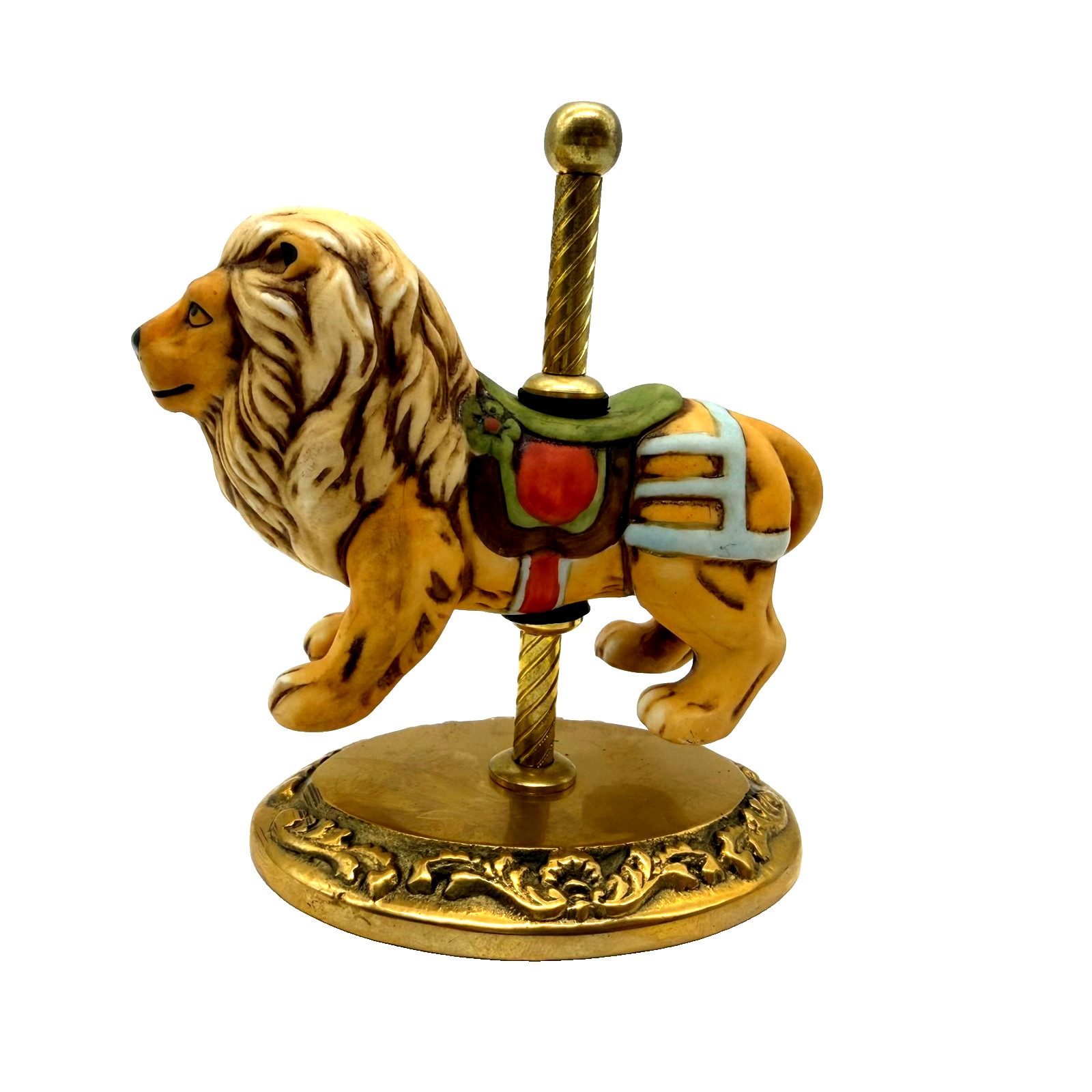 Vintage Willitts Porcelain & Brass Circus Lion Carousel Figurine