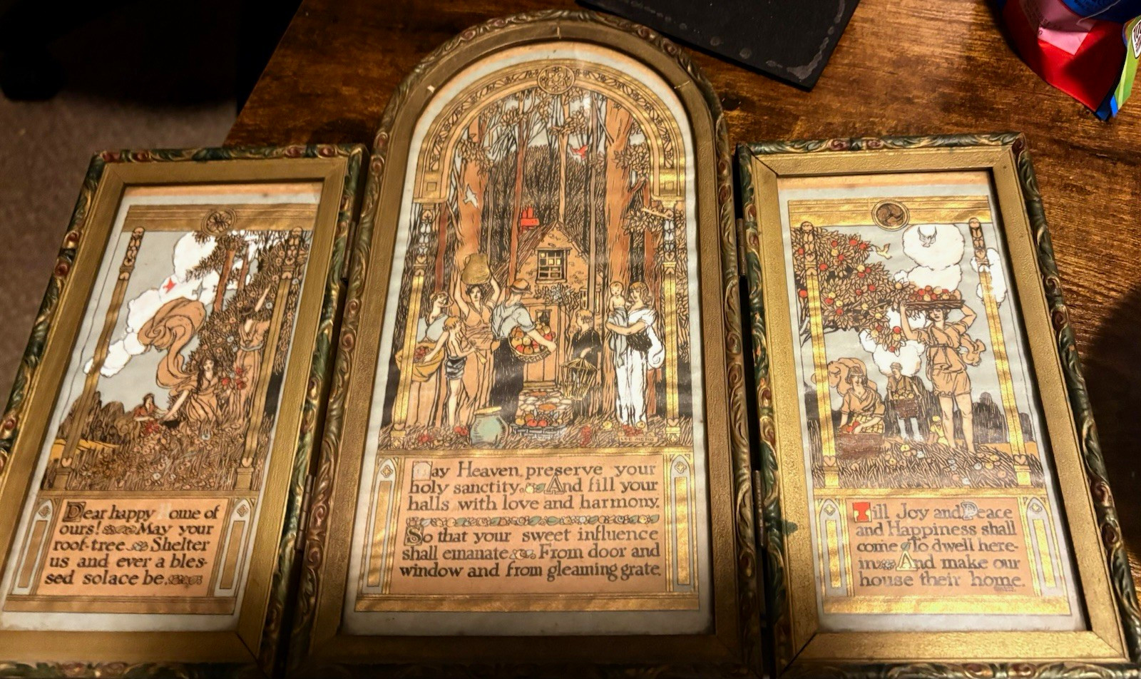 Vintage 1920s Lee Mero art deco Triptych poem prints