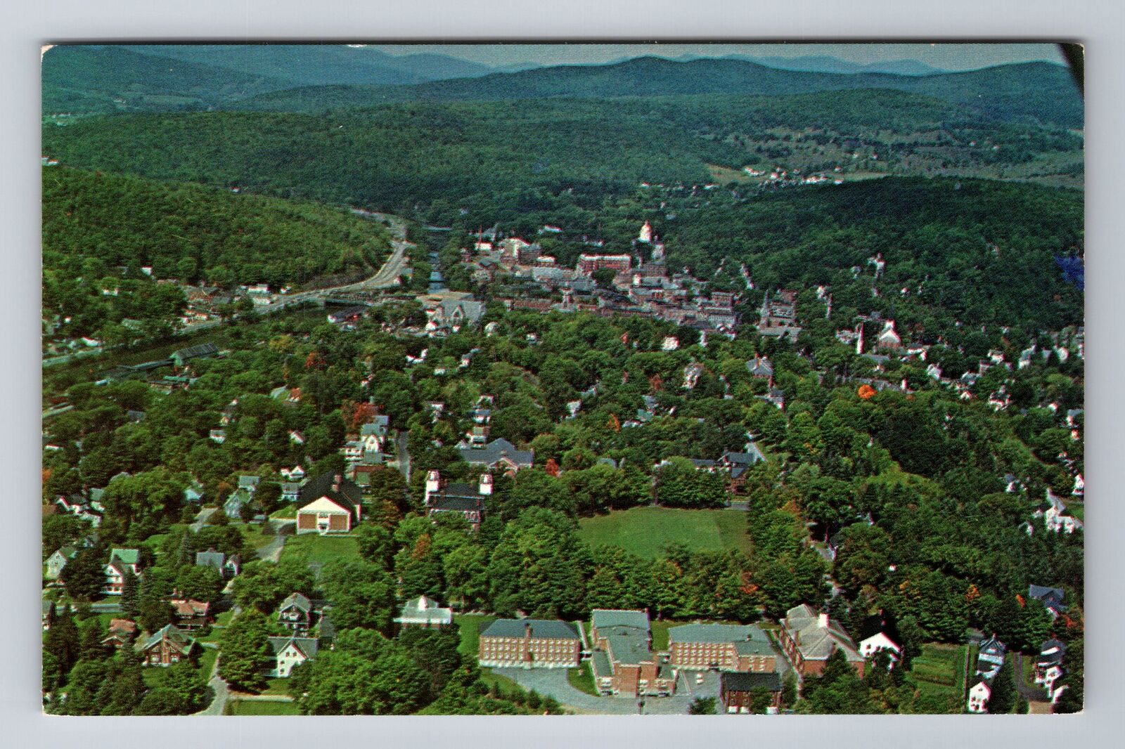Montpelier VT-Vermont, Aerial Of Town Area, Antique, Vintage Postcard