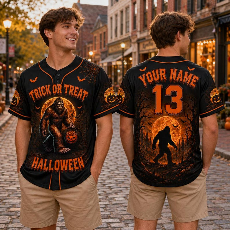 Personalized Bigfoot Halloween Jersey Custom Name Number Sasquatch Shirt
