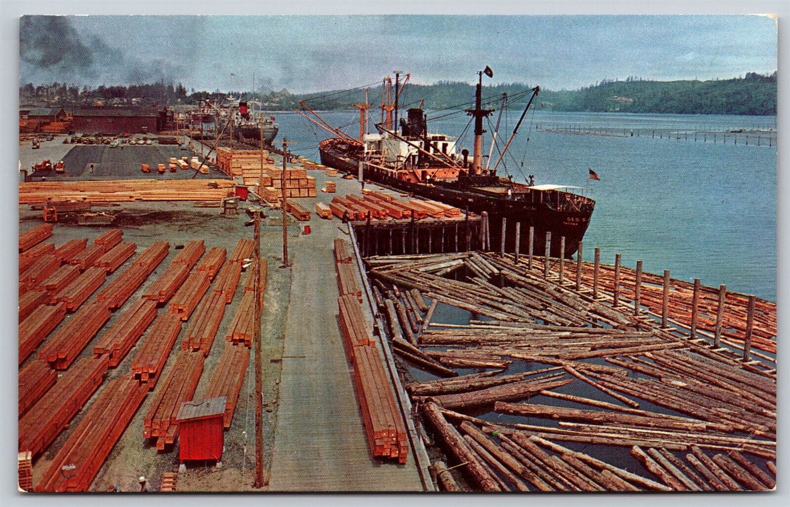 Postcard Transporting Lumber from the Pacific Northwest WA D41