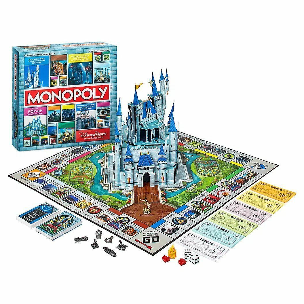 Disney Parks Theme Park Edition Monopoly Board Game Pop-Up Castle