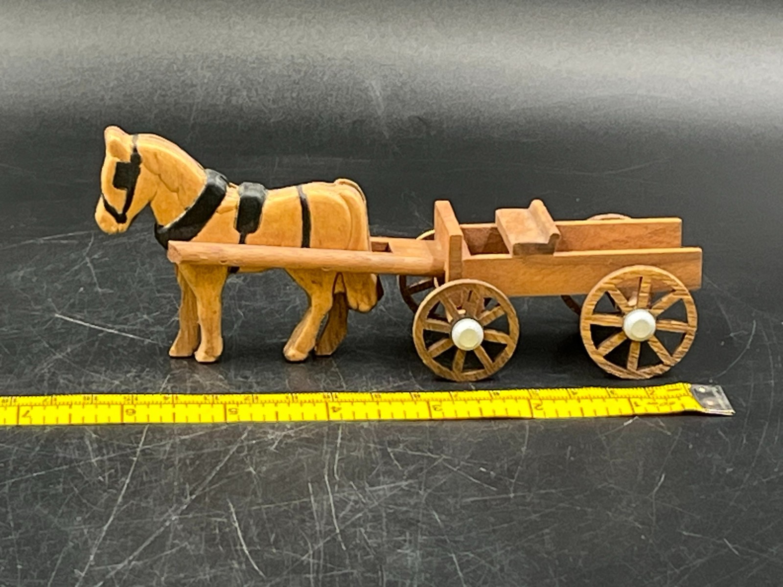 Handmade Wooden Miniature Amish Horse & Buggy Made Lancaster, PA 2003