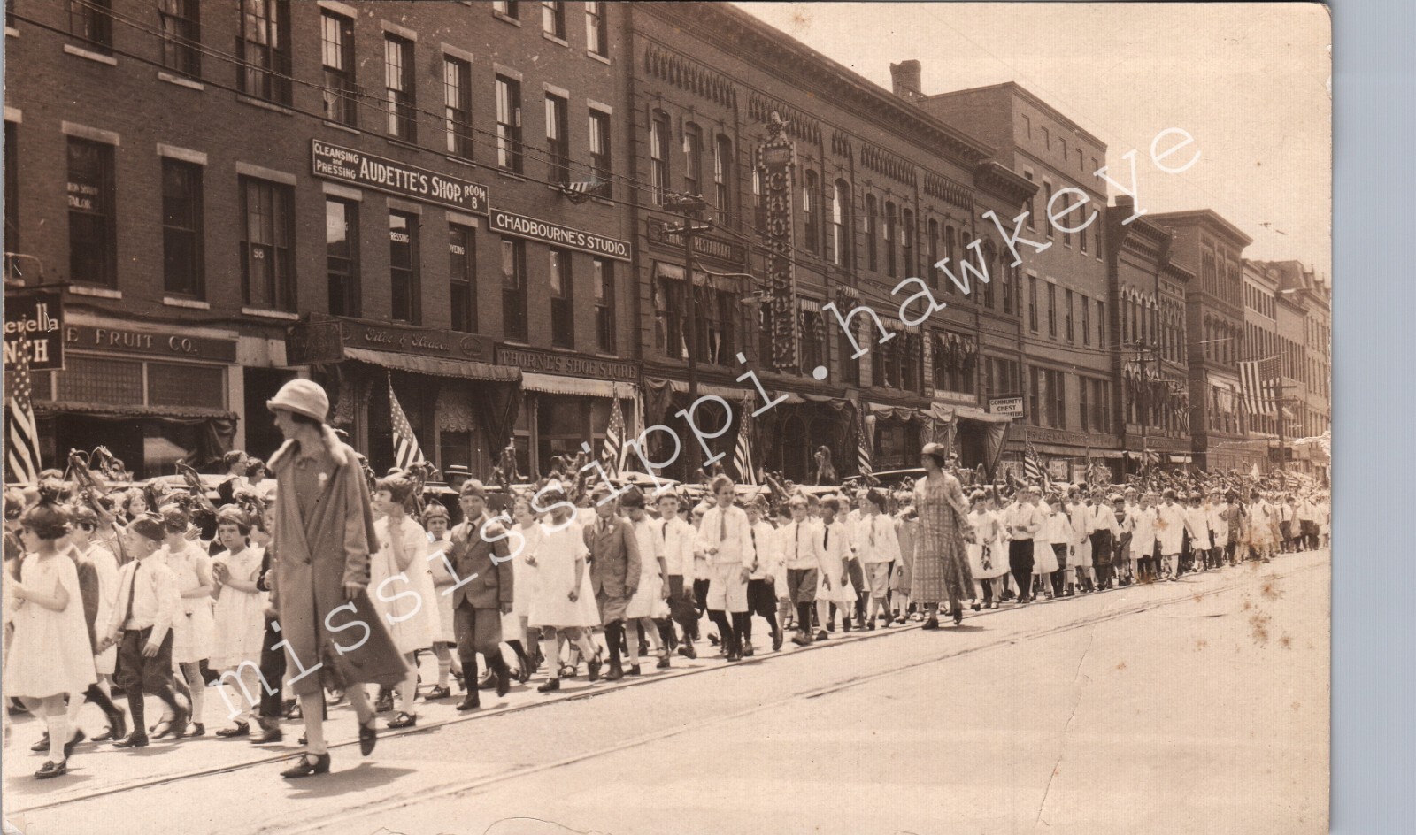 DOWNTOWN STREET PARADE concord nh real photo postcard rppc new hampshire history