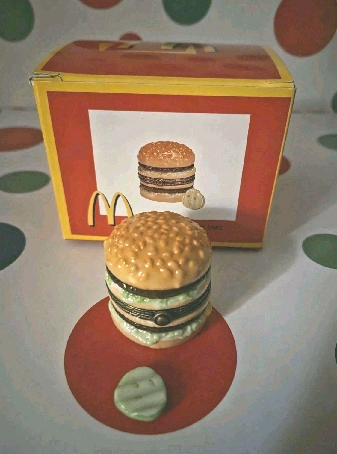 McDonald's Big Mac PHB Porcelain Hinged Box with Pickle Midwest of Cannon Falls