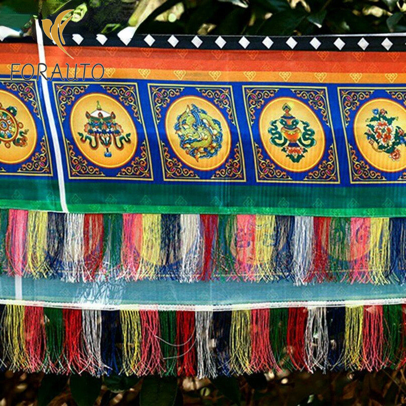 4.5m Printed Tassel Tibetan Eight Auspicious Curtain Buddhist Supplies Decorate