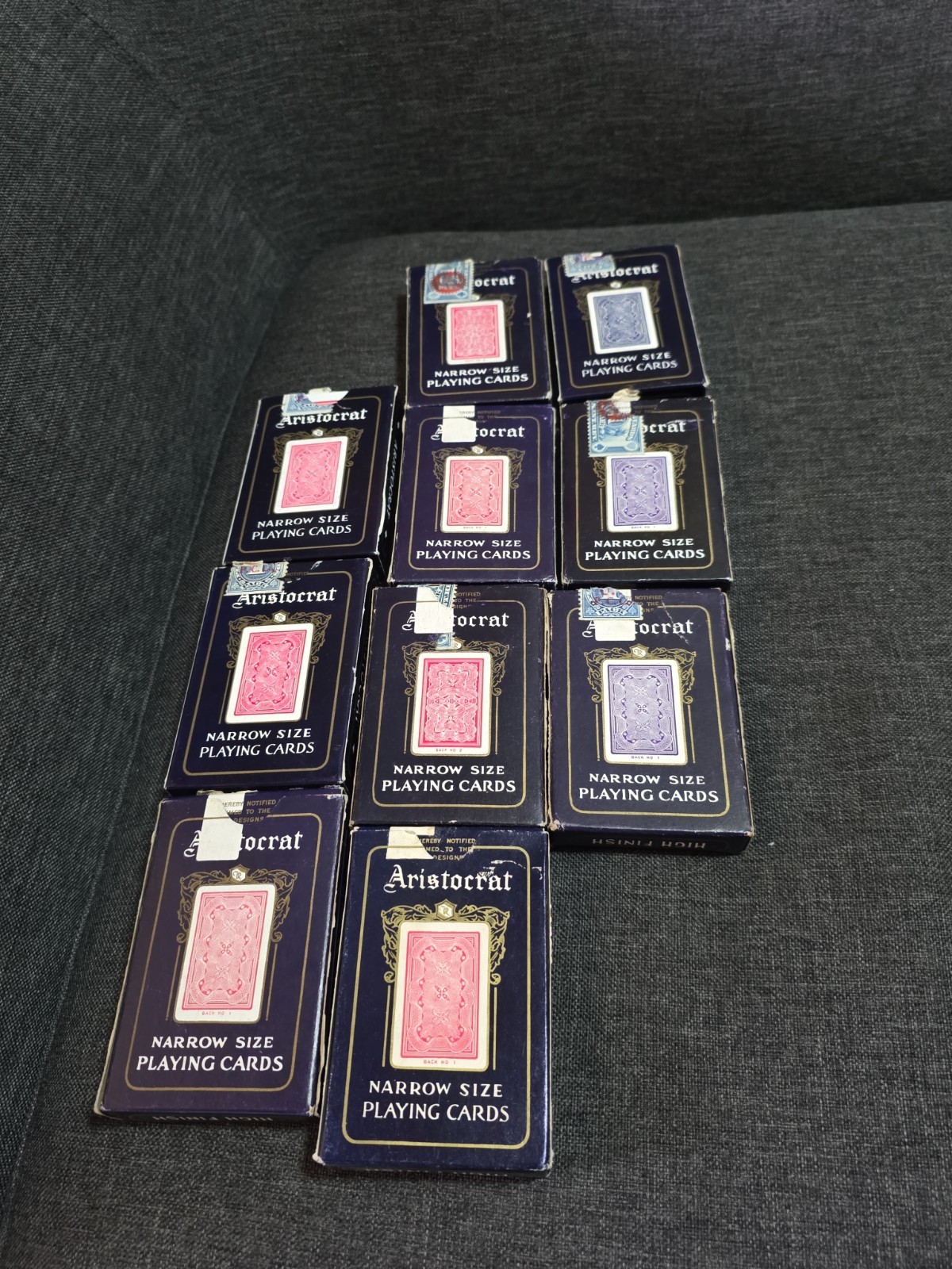 Lot Of 10 Aristocrat Vintage Narrow Size Playing Cards Red And Blue Pinochle 