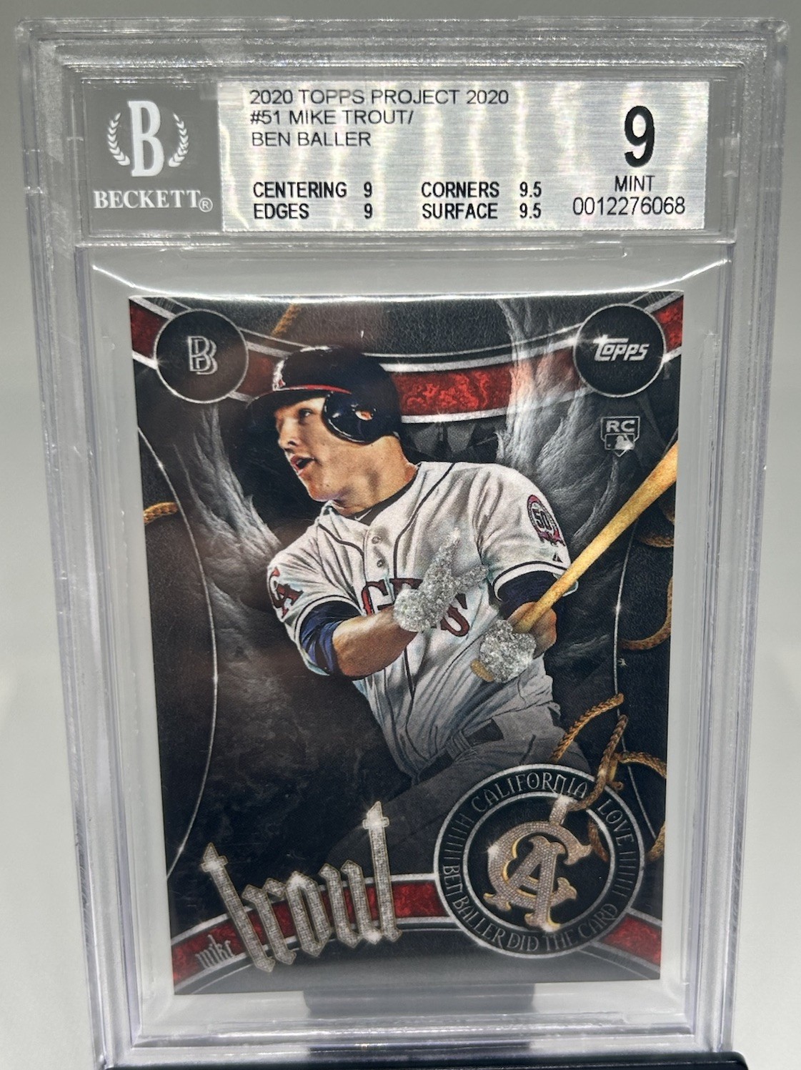 2020 TOPPS PROJECT 2020 BEN BALLER #51 MIKE TROUT BGS 9