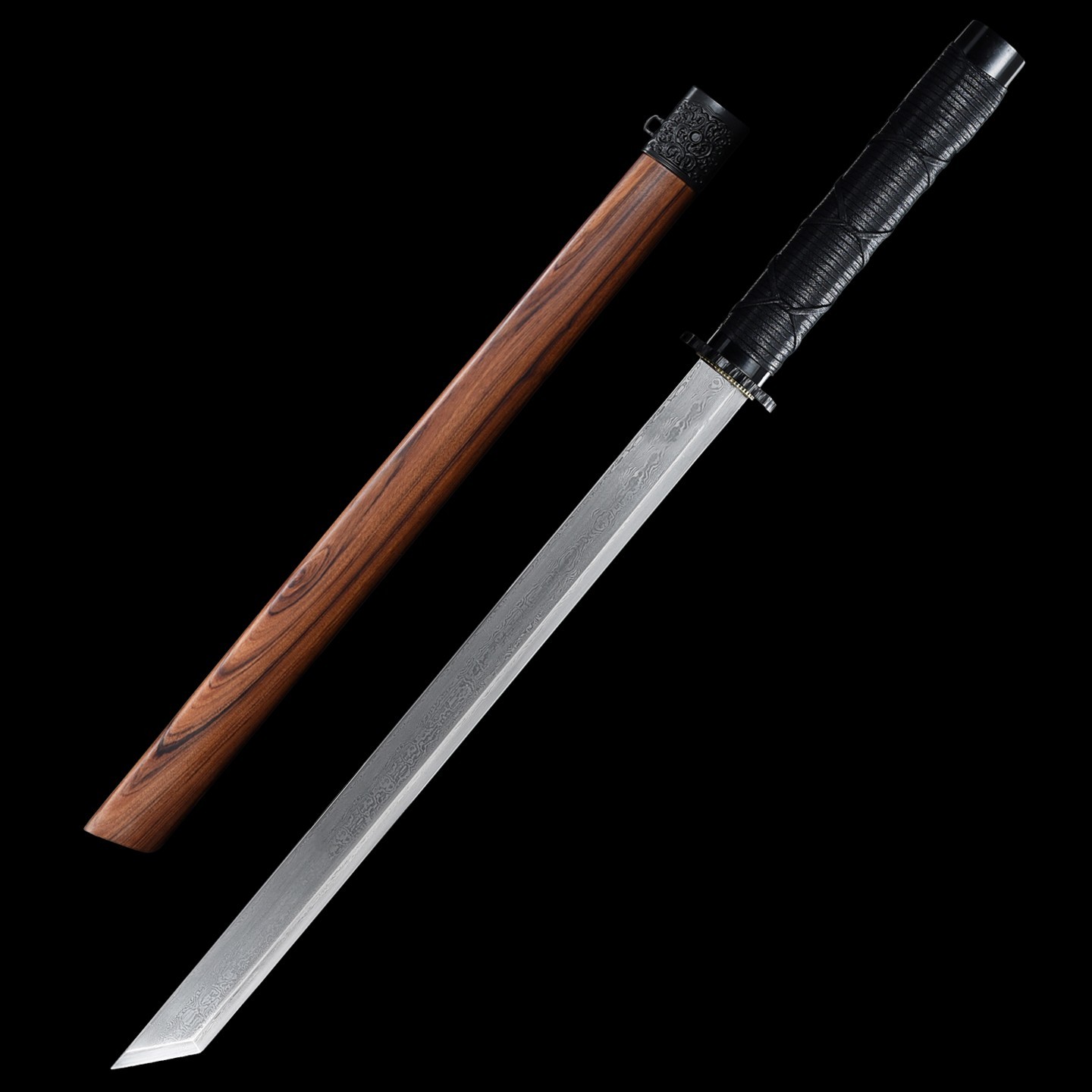 Zhan‑Soul Tang Horizontal Katana Folded Pattern Steel Display Chinese Sword