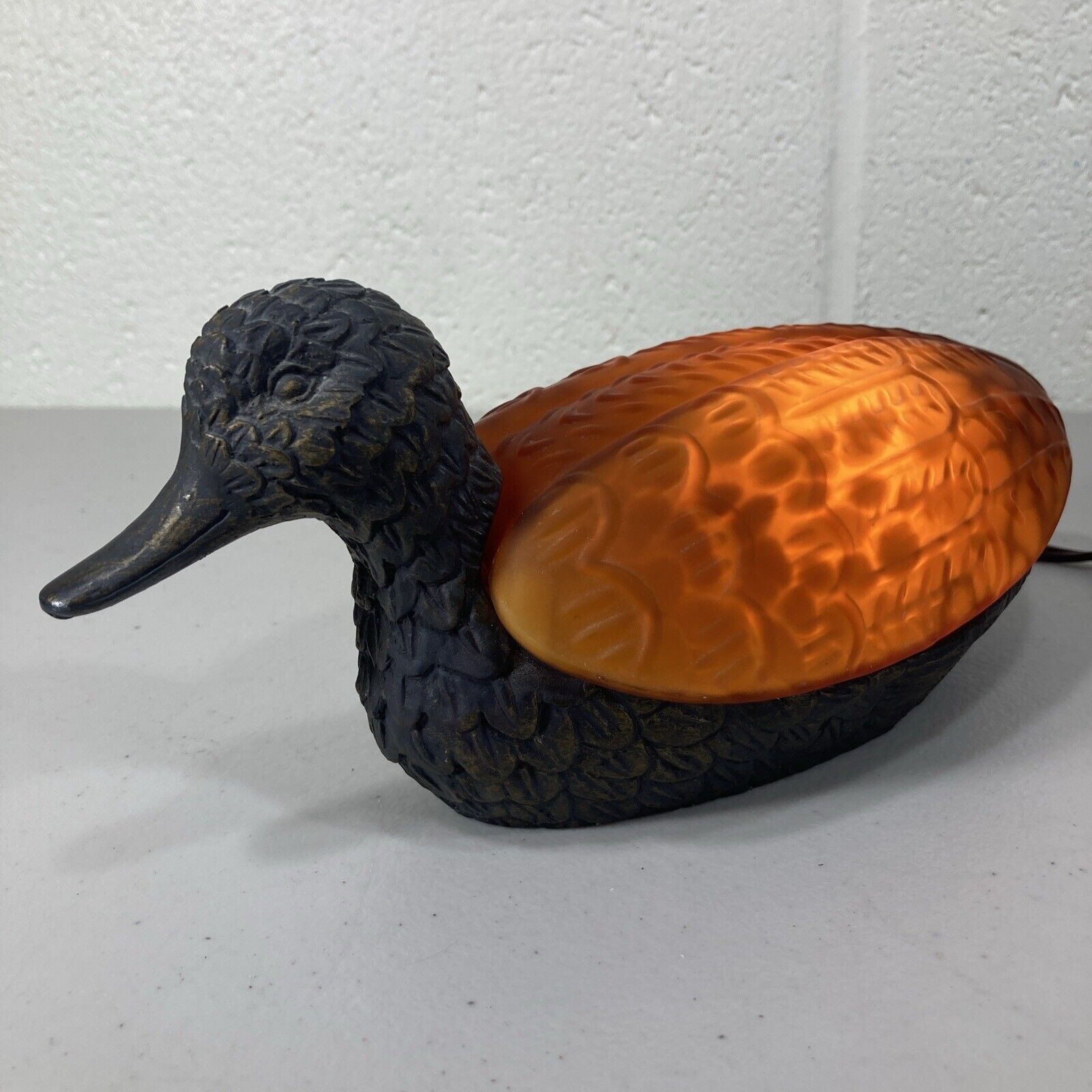 Contemporary Glass Figural Duck Desktop Electric Lamp, About 9\
