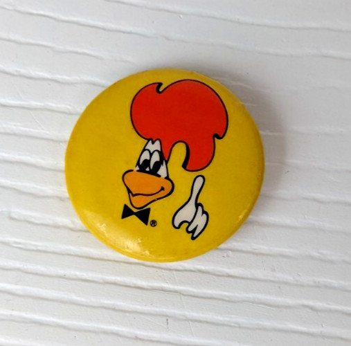 Vintage pinback button Macaron St Hubert BBQ roadrunner Quebec Canada