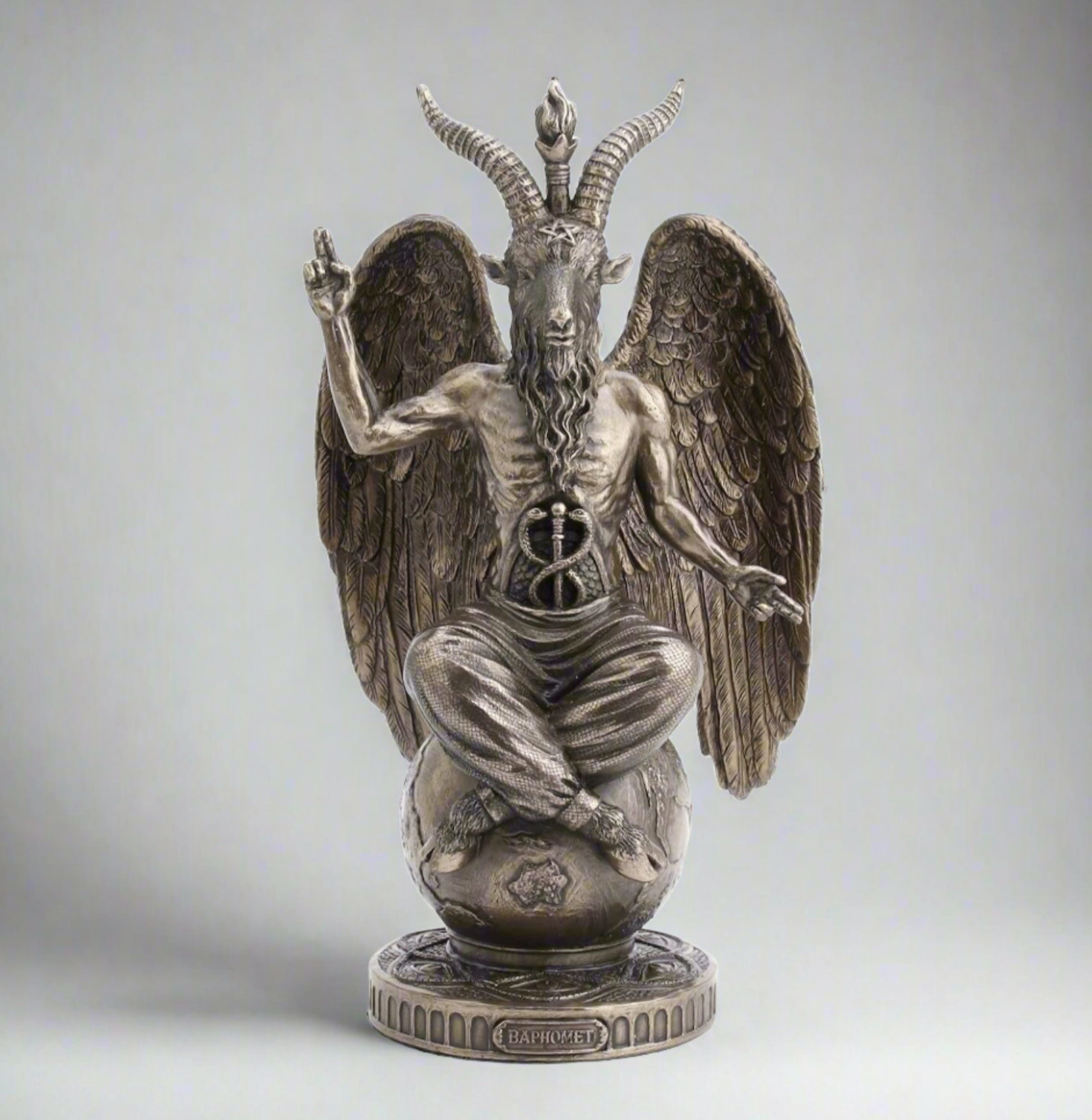 Detailed Baphomet Statue with Bronze Finish - Mystical Occult Decor for Home