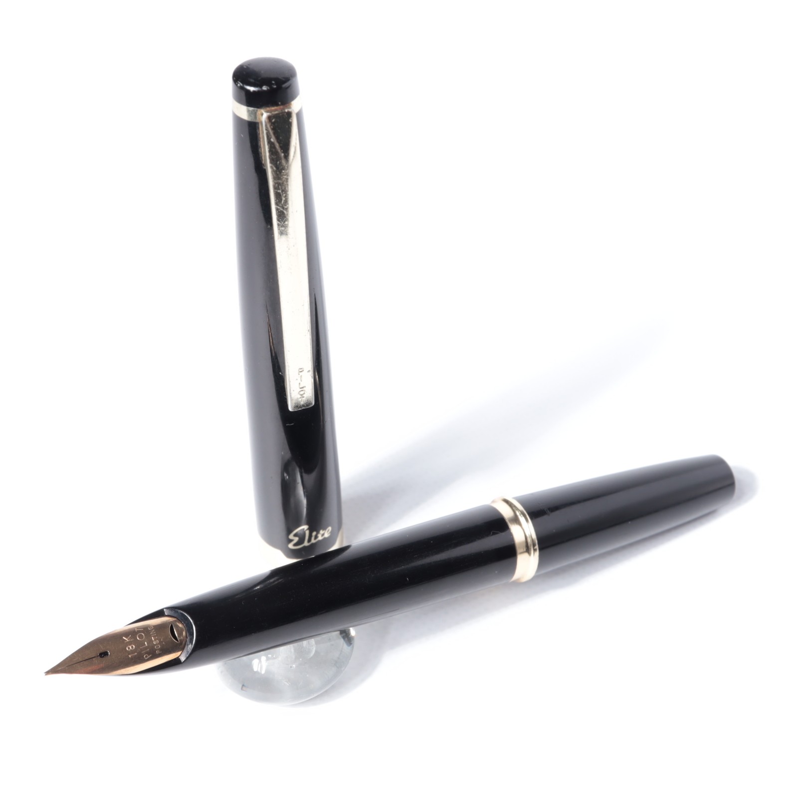 Pilot Elite Rare Posting Nib Fountain Pen 18K PO Fine Black Gold Vintage Used