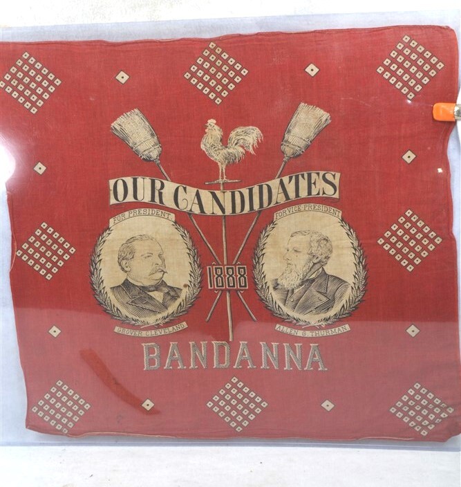 antique political Republican 1888 Cleveland Thurman  historic bandanna original