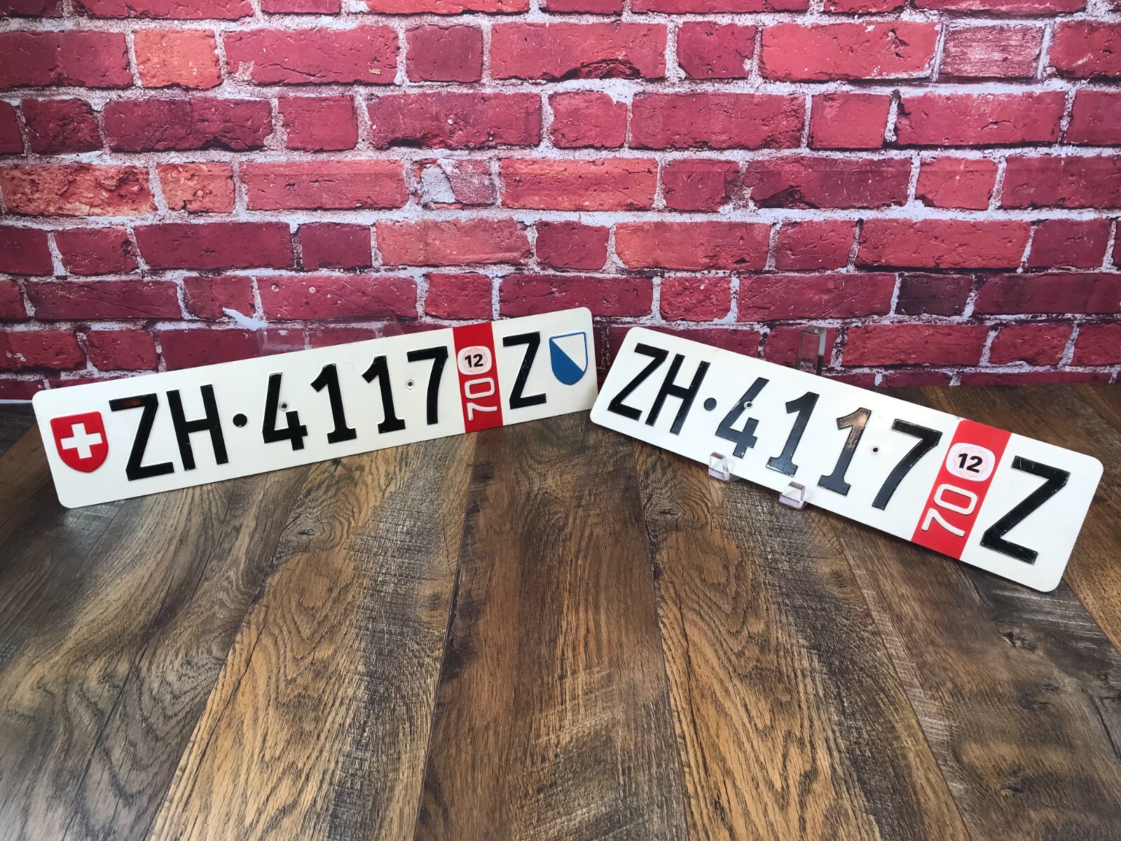 RARE PAIR Vintage 1970 SWISS LICENSE PLATES \