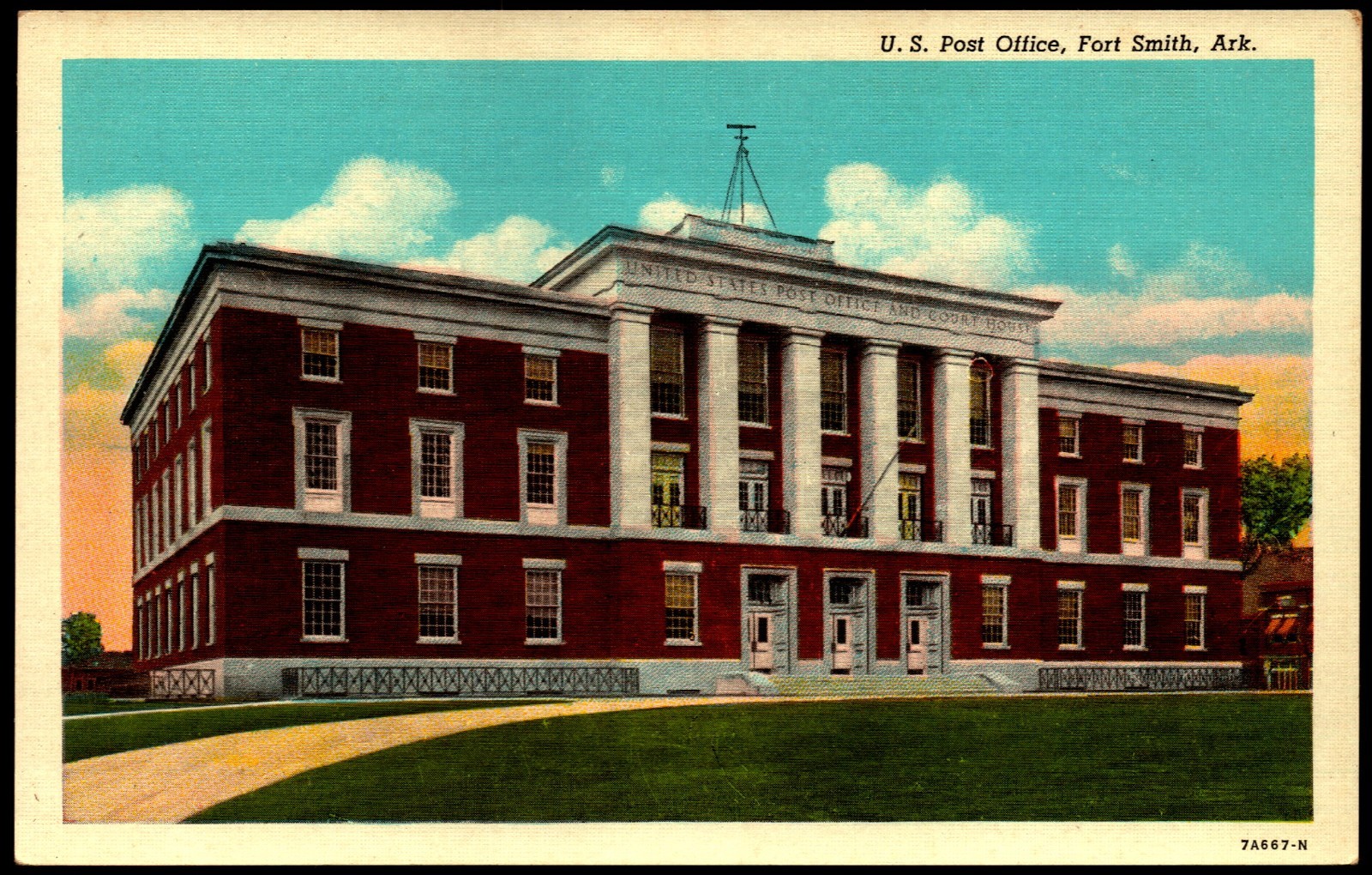 Postcard AR Fort Smith Arkansas Post Office c1940s F1
