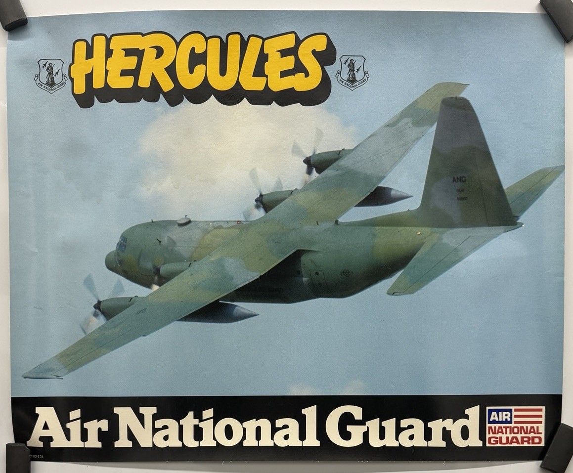Vintage 1983 Air National Guard C-130 Hercules Recruitment Poster ANG
