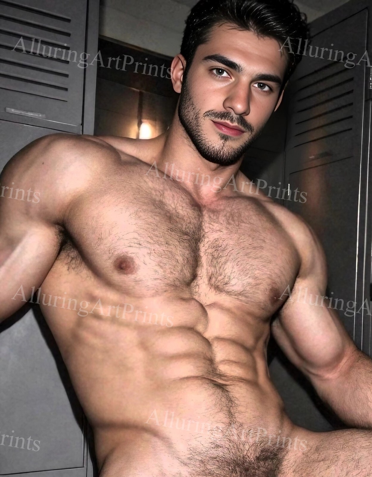 Male Model Photo Print Muscular Handsome Shirtless College Hunk Abs -EE326
