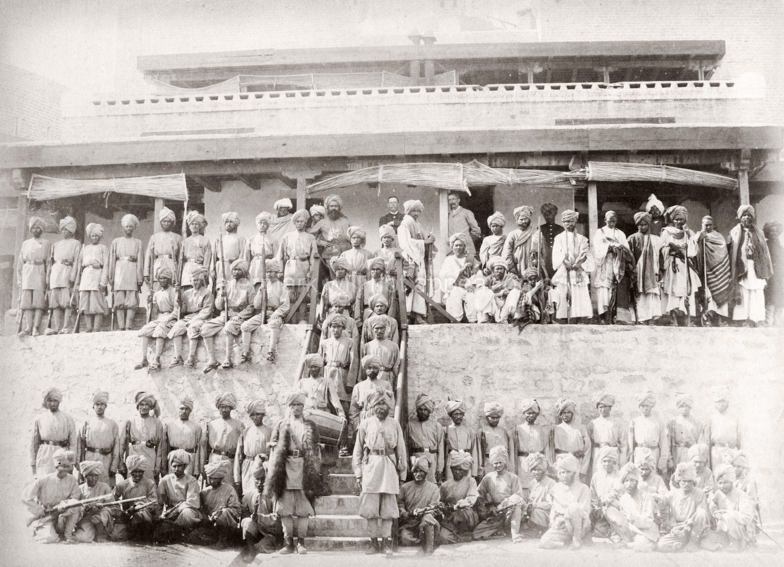 Kuki Khel Afridi Regiment Soldiers Rifles British Army Vtg. Photo 19thC.
