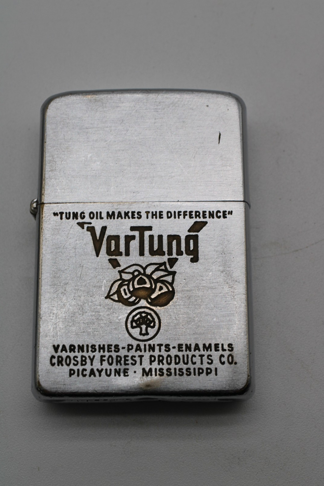 Vintage 1950s Zippo Lighter Crosby Forest Products Picayune MS VarTung