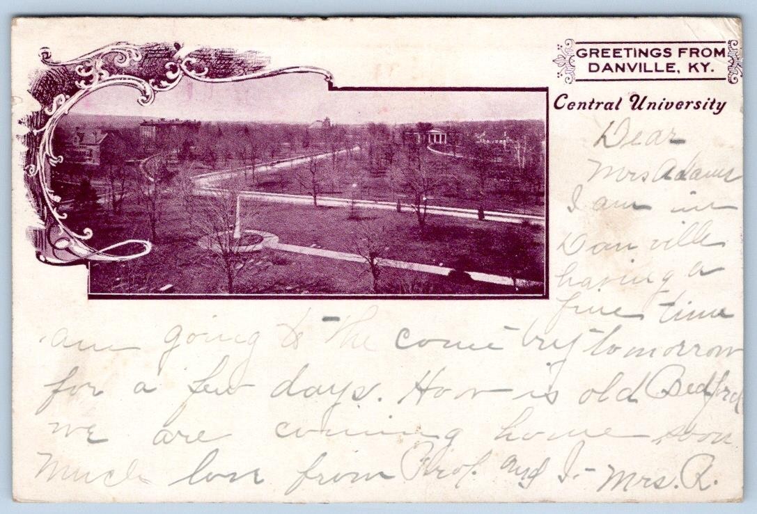 Pre-1907 GREETINGS from DANVILLE KENTUCKY CENTRAL UNIVERISTY ANTIQUE POSTCARD