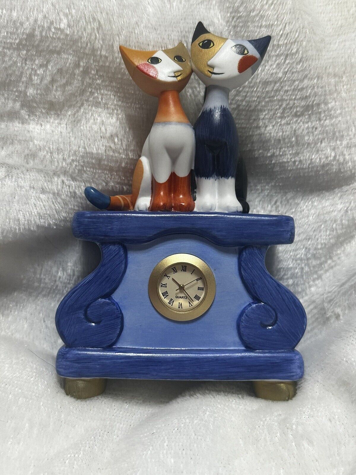 Goebel Signed R Wachmeister 2 Cat Figurine Clock Works New Battery EUC