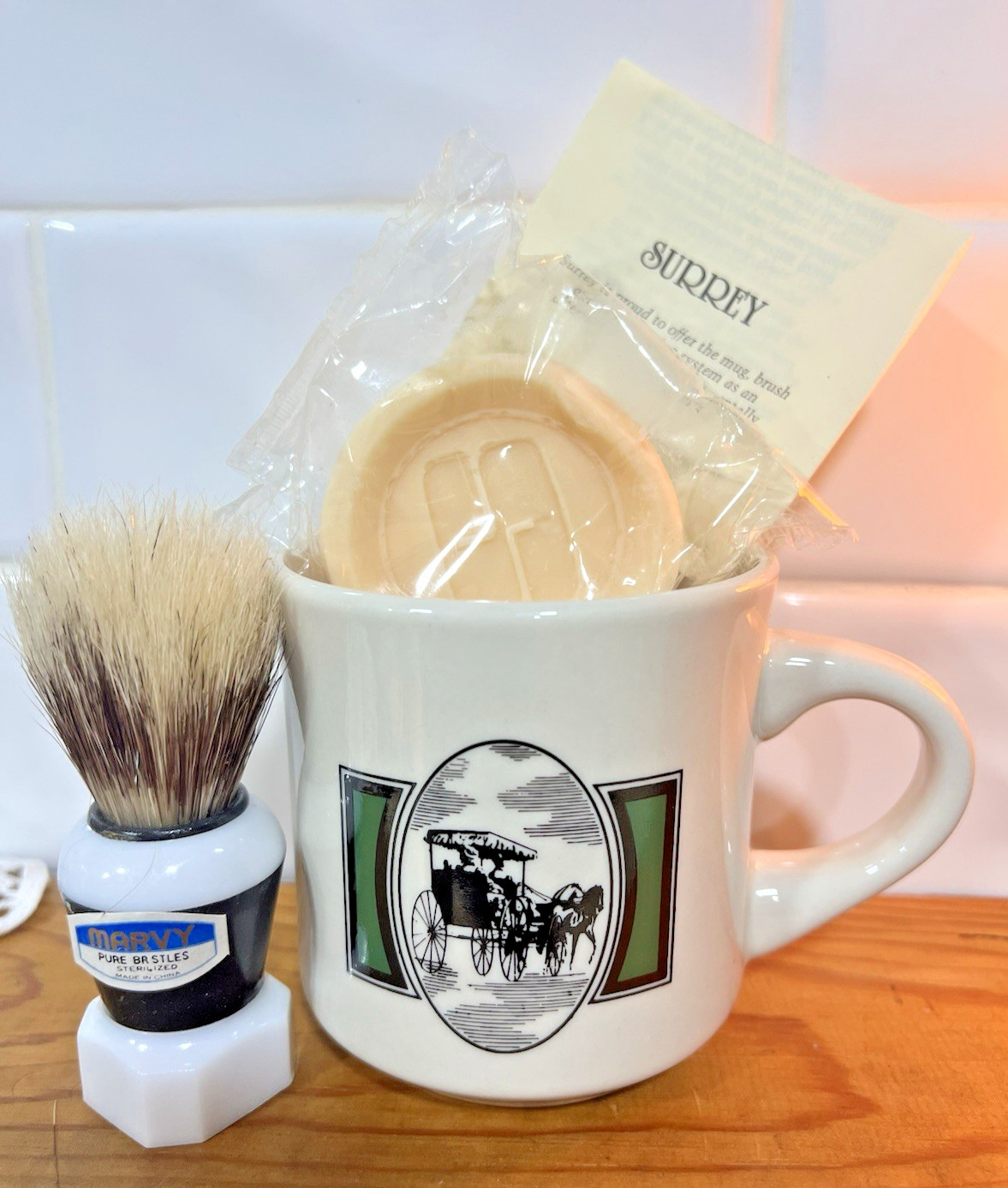 Vintage Surrey Mug & Brush Shaving Set w Soap Men's Gift NEW Without Box Vintage Surrey Mug & Brush Shaving Set w Soap Men's Gift NEW Without Box