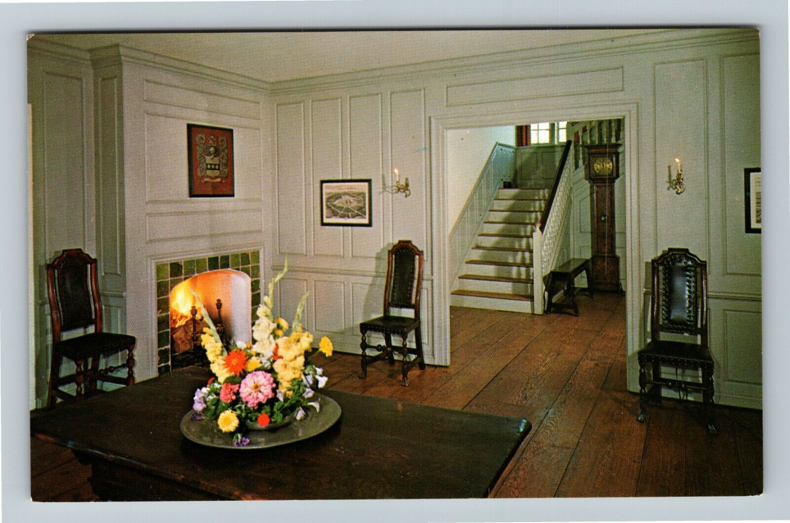 Morrisville PA-Pennsylvania, Pennsbury Manor, Interior, Vintage Postcard