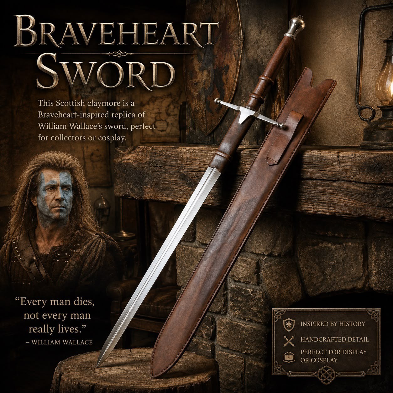 Sword of Braveheart William Wallace Scottish Claymore Premium Christmas Gift Him