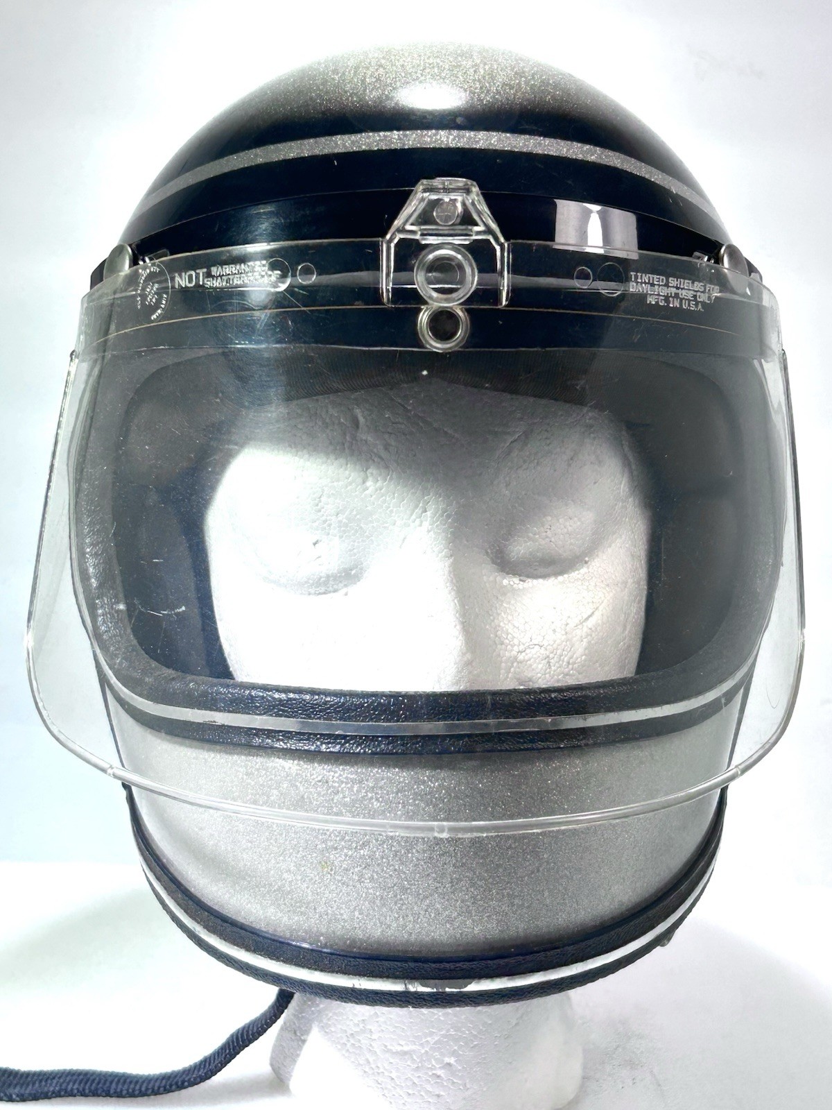 Vtg Grant RG-9 Full Face Motorcycle Helmet  Silver Metal Flake Flip Shield Read