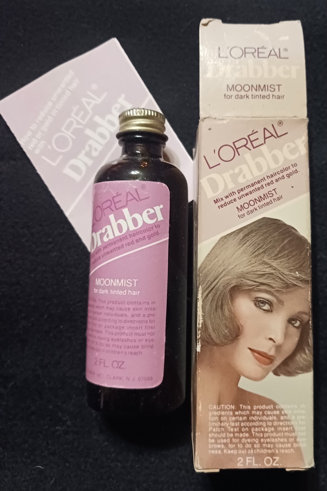Vtg 1970s L\'Oreal Drabber Hair Color Toner Box Bottle Moonmist New Old Stock