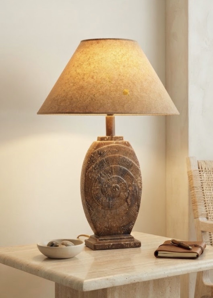 VTG Anthony California Glazed Ceramic Table Lamp Geometric Sunburst MCM