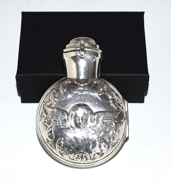 FABULOUS STERLING Antique 1897 *WILLIAM COMYNS* Perfume & Case * 2 CHERUBS*